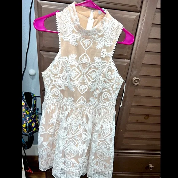 cream bridal shower dress Zapakasa Women Ivory Bodycon Midi Engagement Dress with Sleeves Satin  Square Neck Bridal Shower Dress main image 0